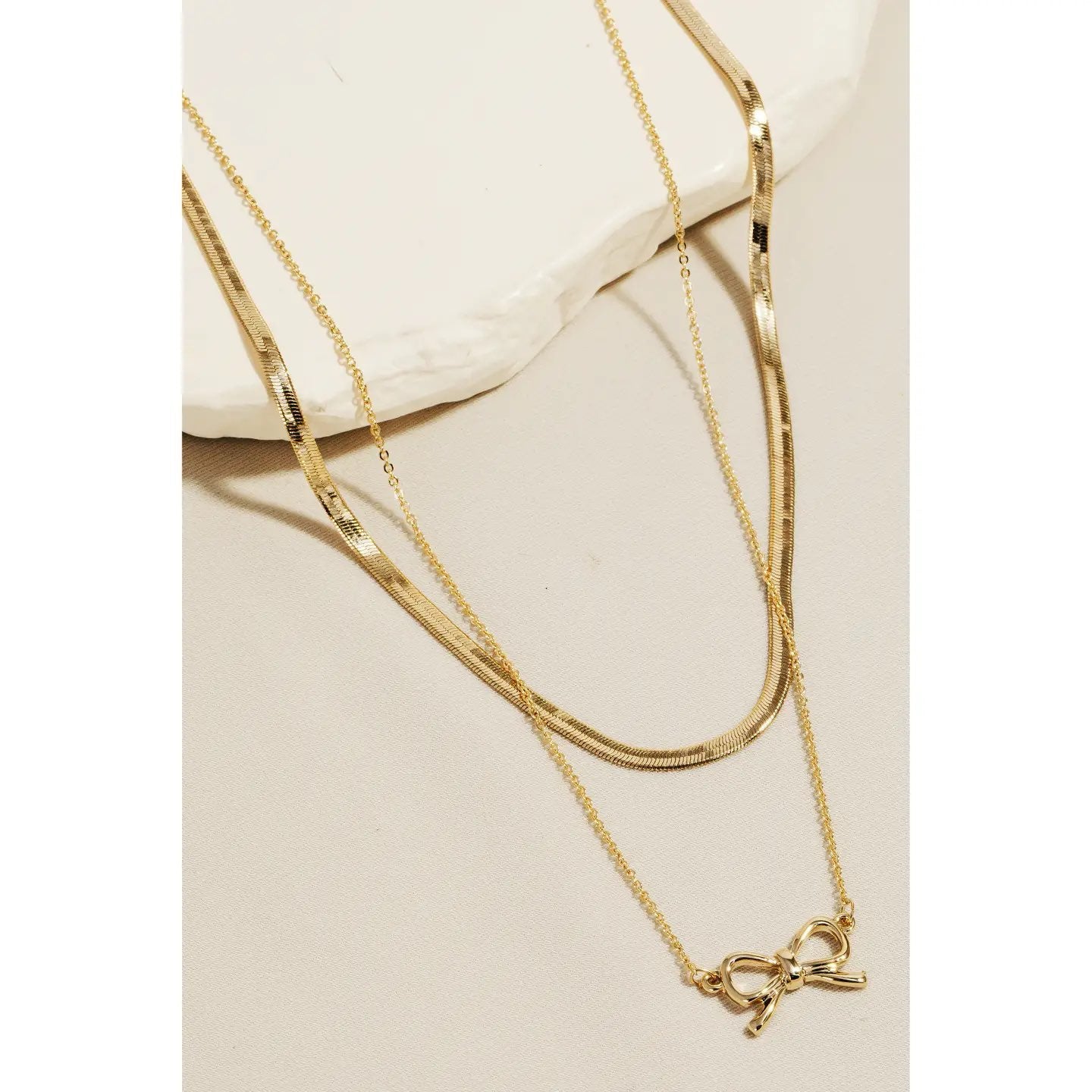 Snake Chain Ribbon Necklace