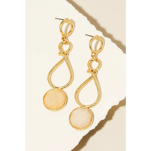 Stone Disc Charm Earrings