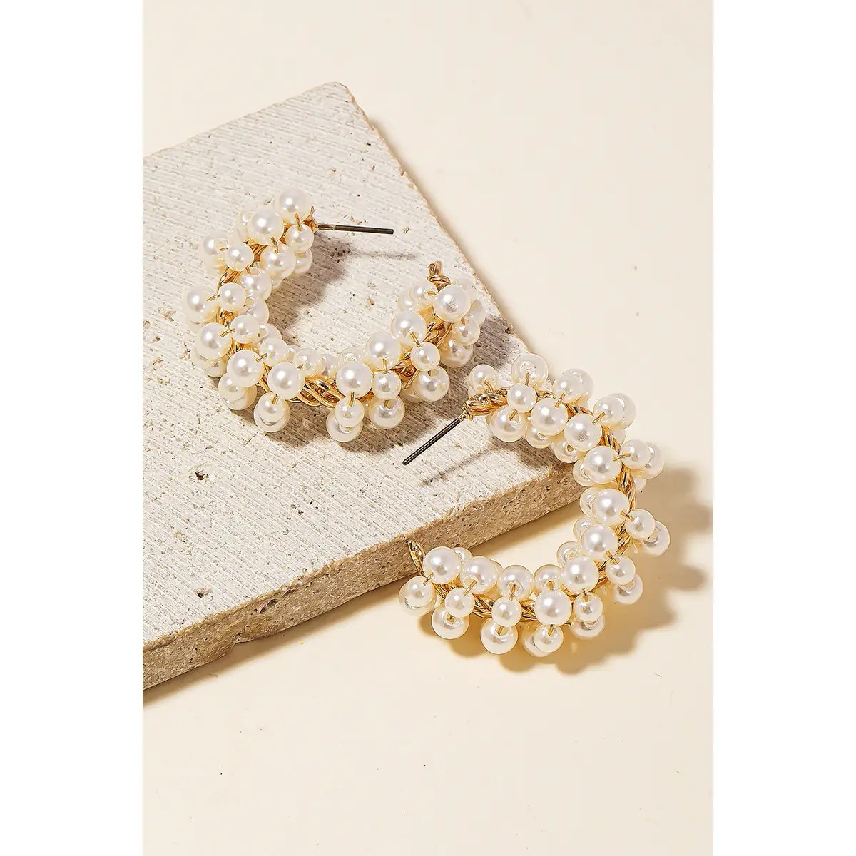 Cluster Pearl Hoops