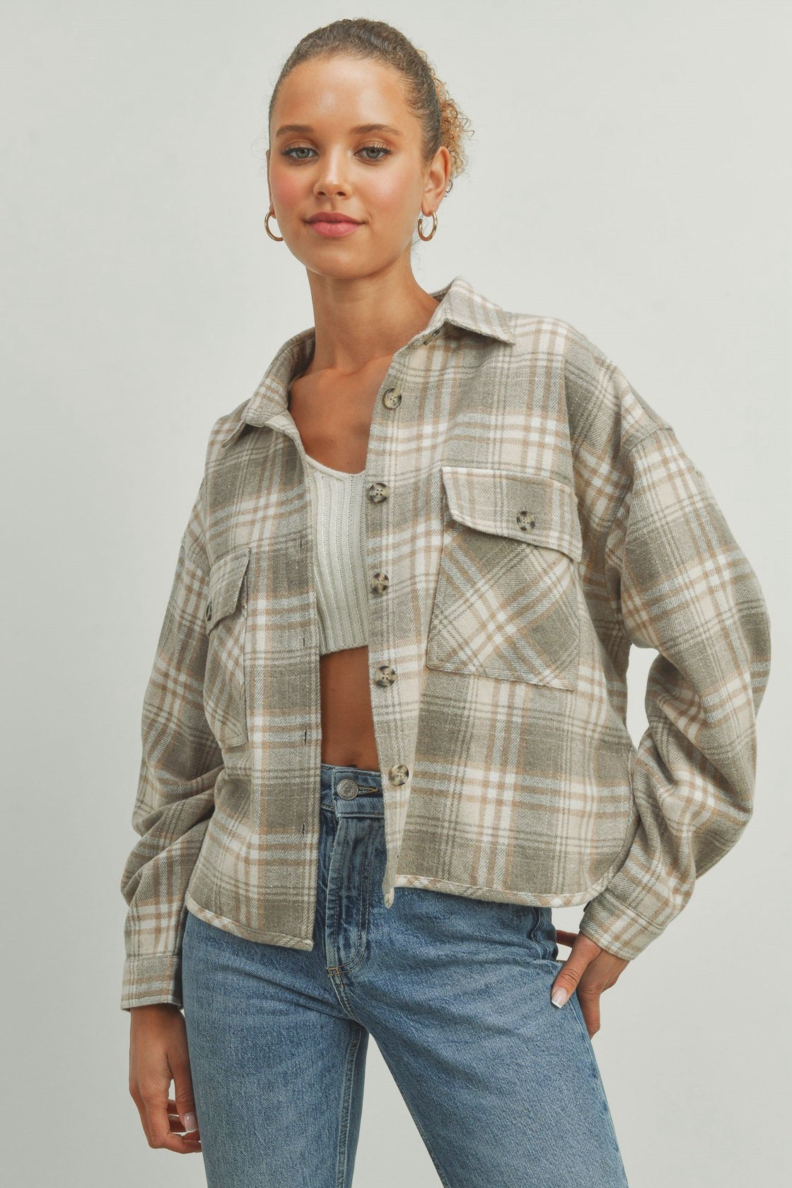 Plaid Crop Shacket