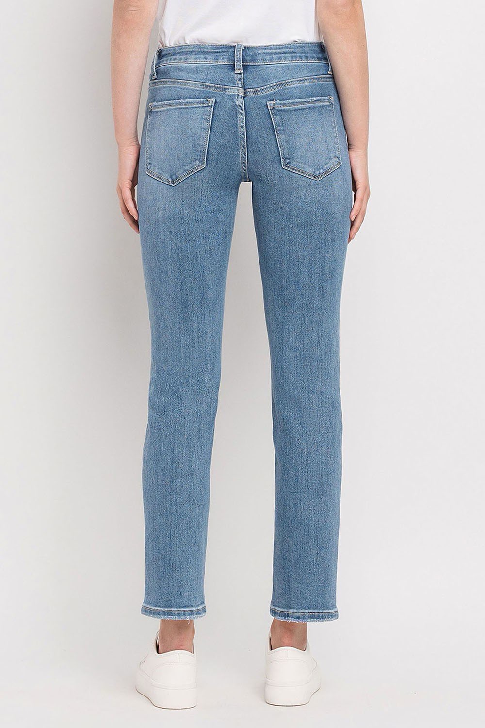 Mid Rise Slim Straight Jeans