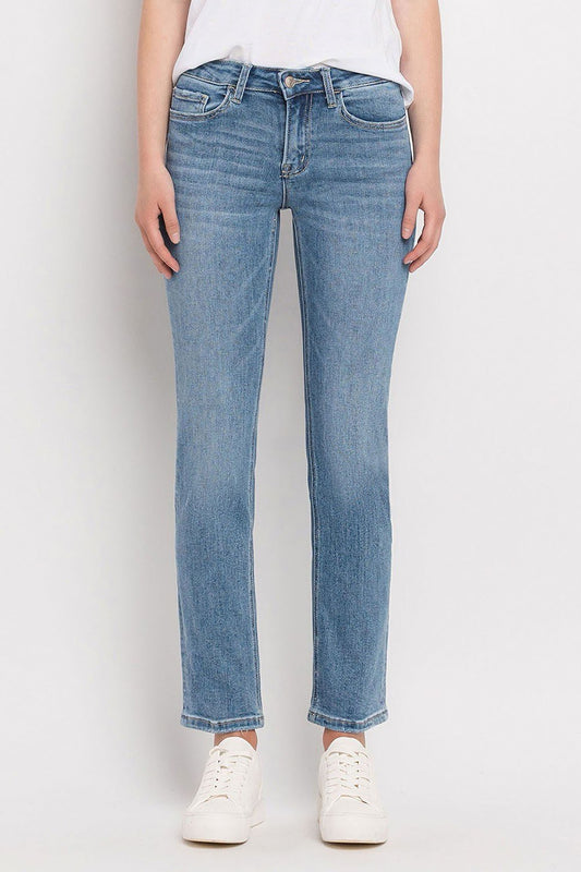 Mid Rise Slim Straight Jeans