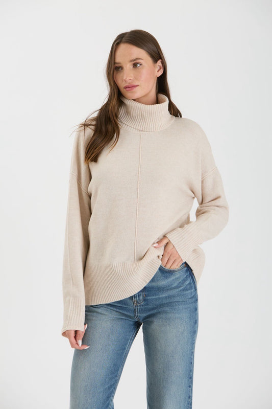 Reverse Seam Turtleneck Sweater