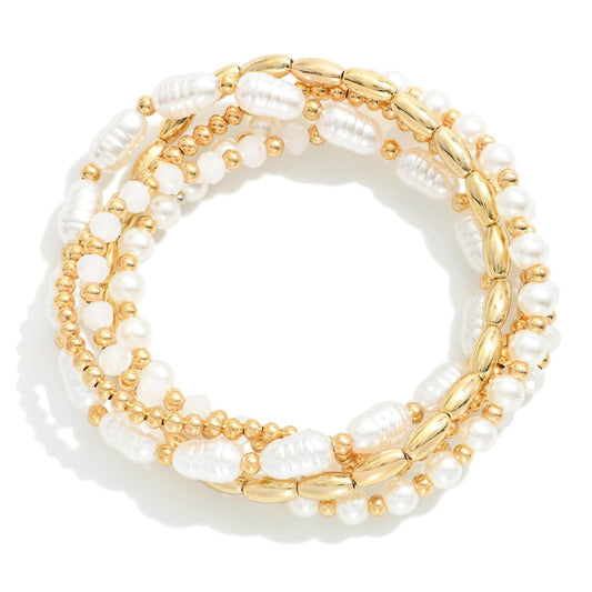 Pearls & Gold Bracelets