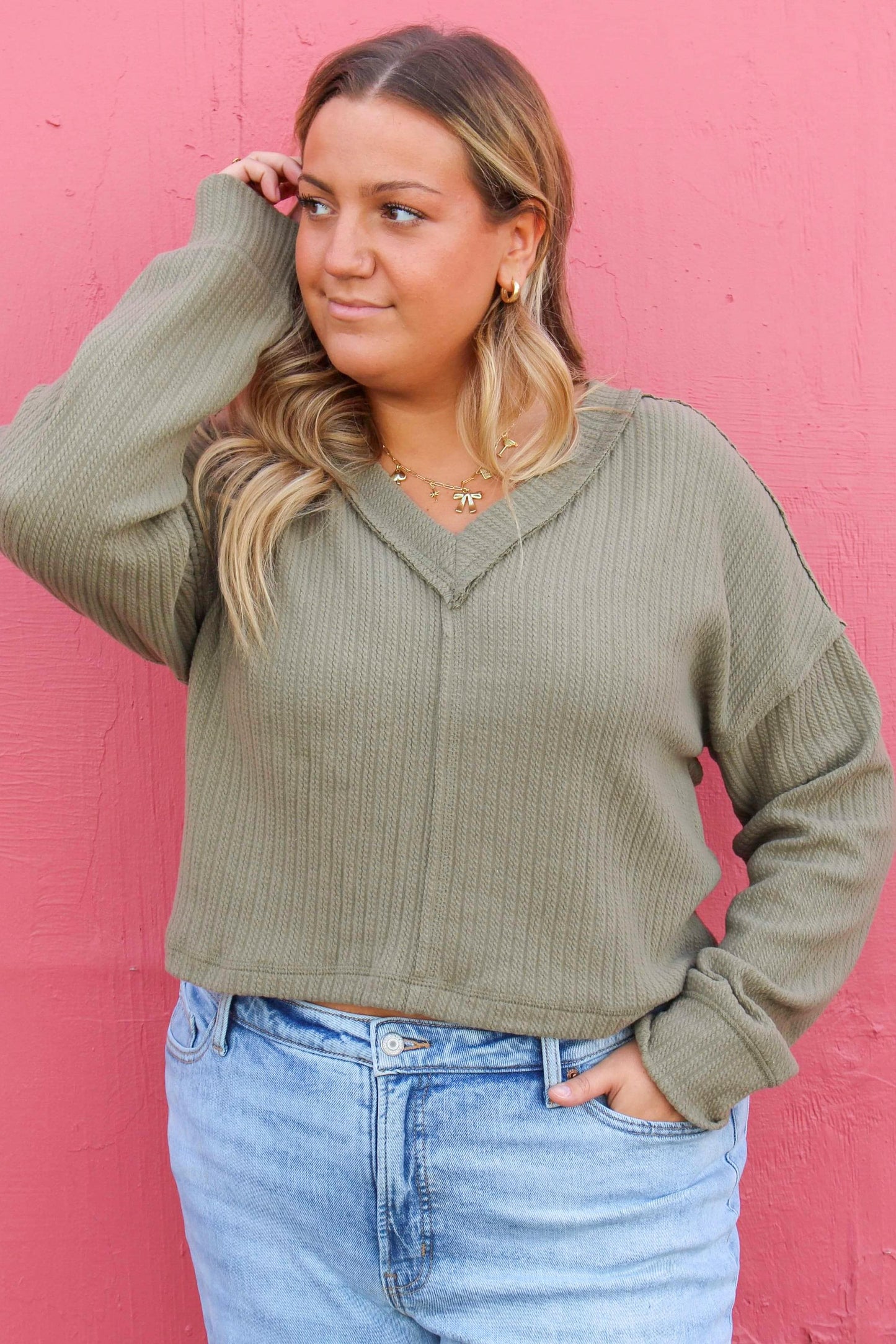 Olive Weave Sweater