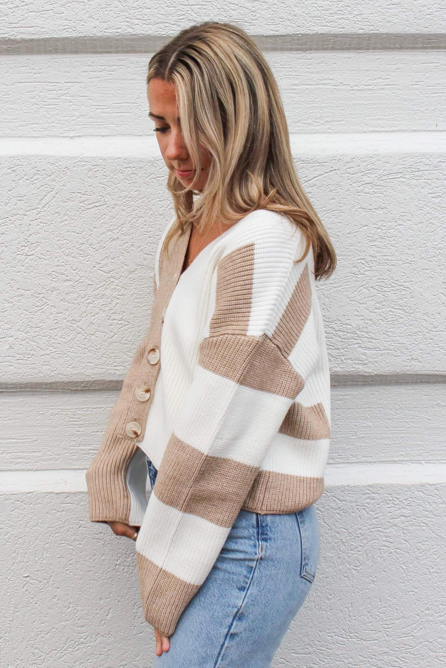 Color Block Button Cardigan