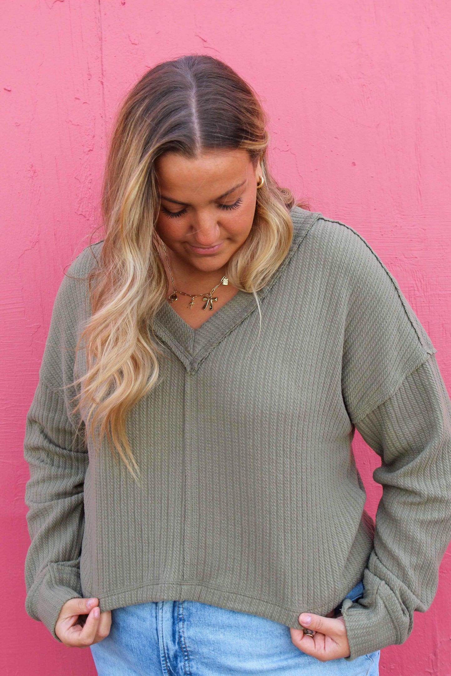 Olive Weave Sweater