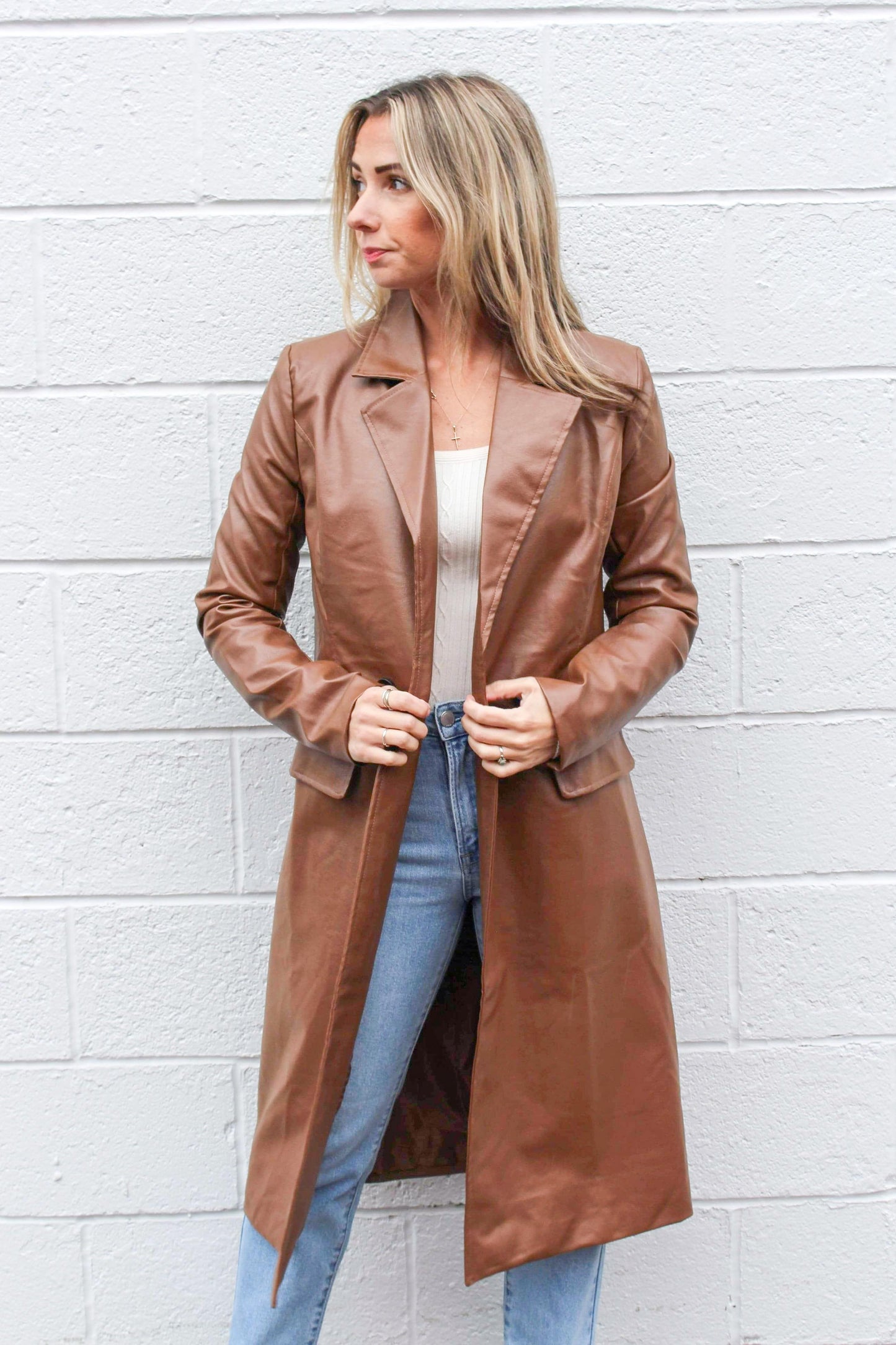 Faux Leather Hazelnut Coat