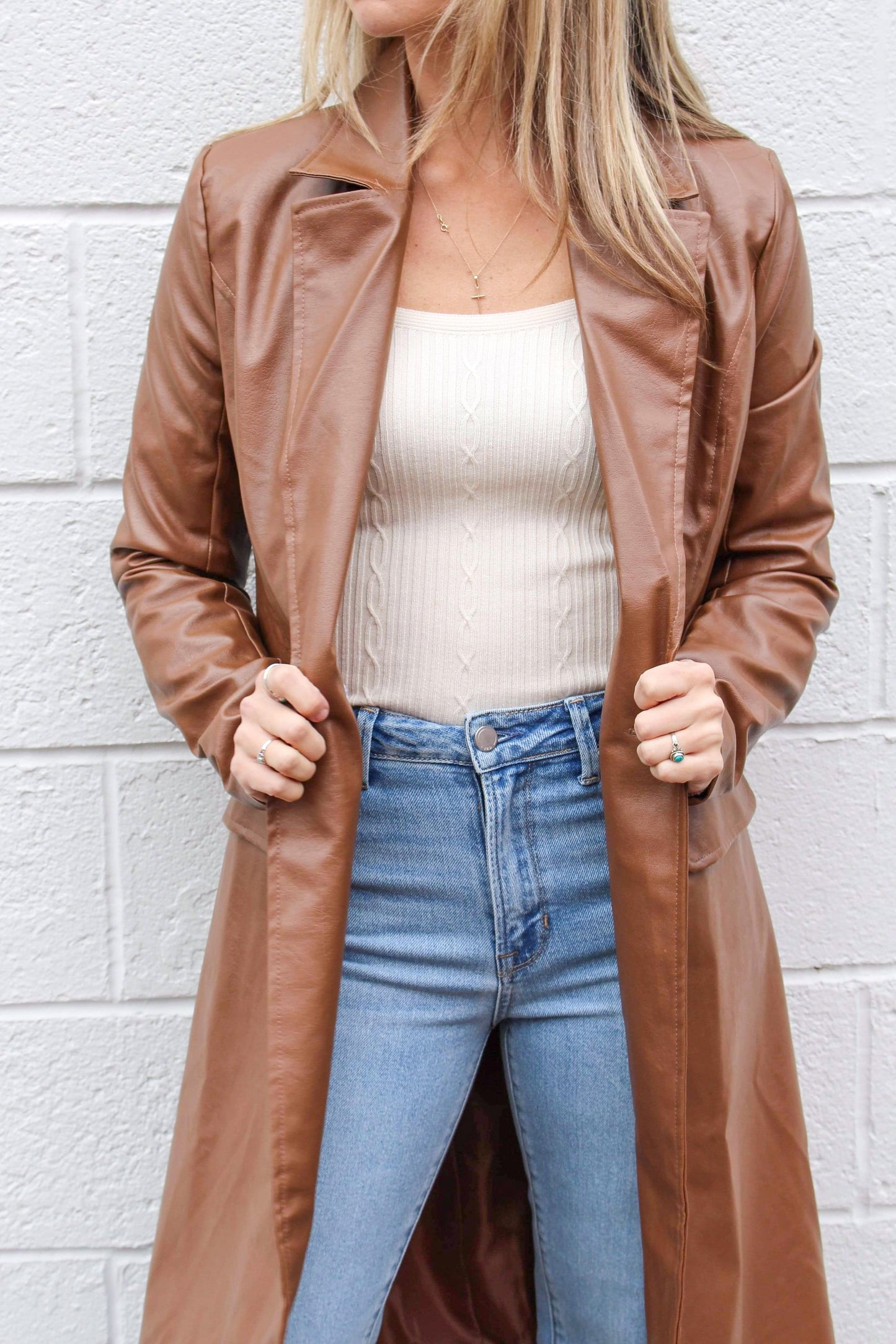 Faux Leather Hazelnut Coat