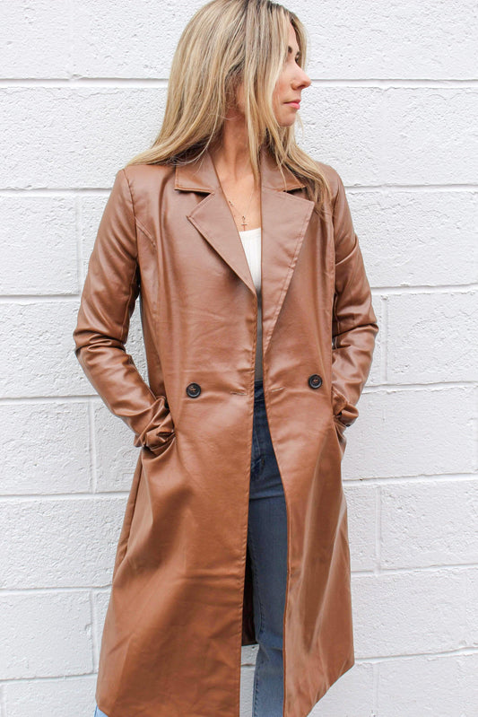 Faux Leather Hazelnut Coat