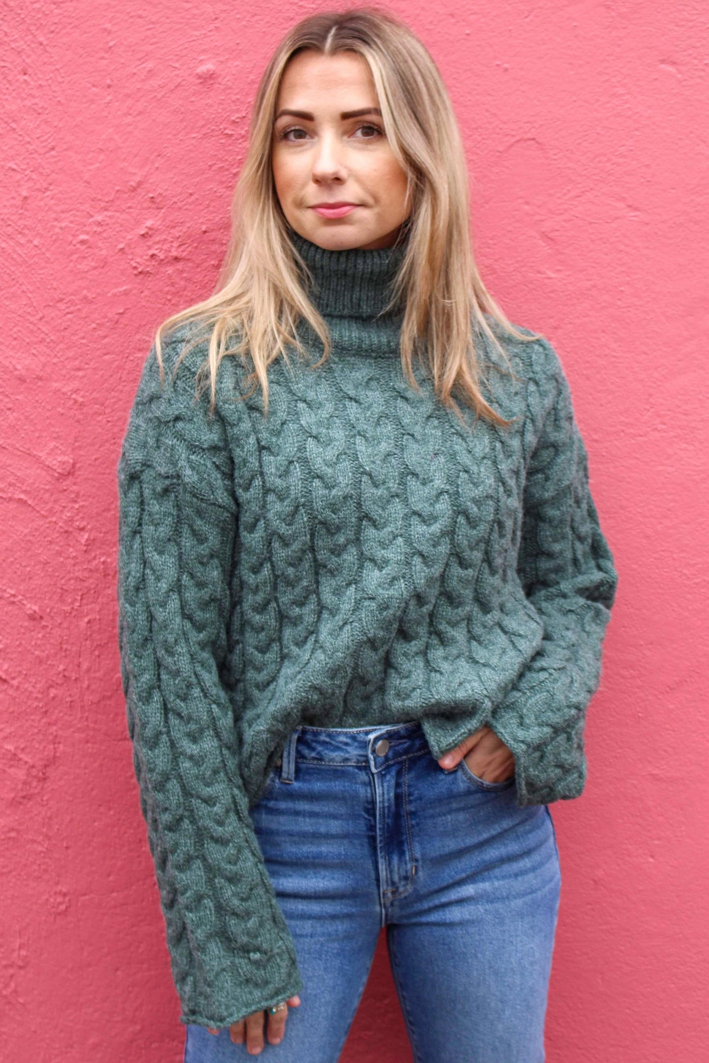 Cozy Braids Turtleneck Sweater