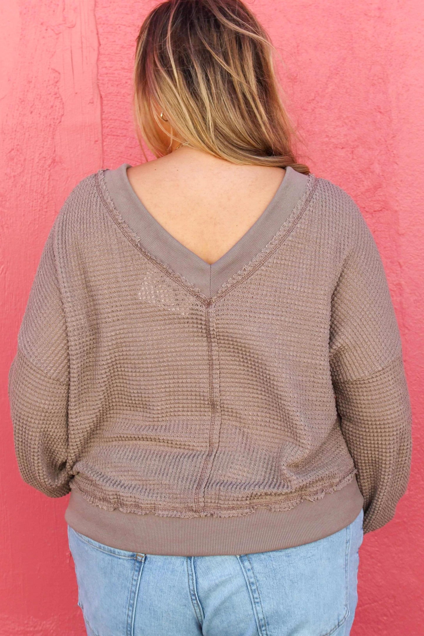 Mocha Waffle Knit Top