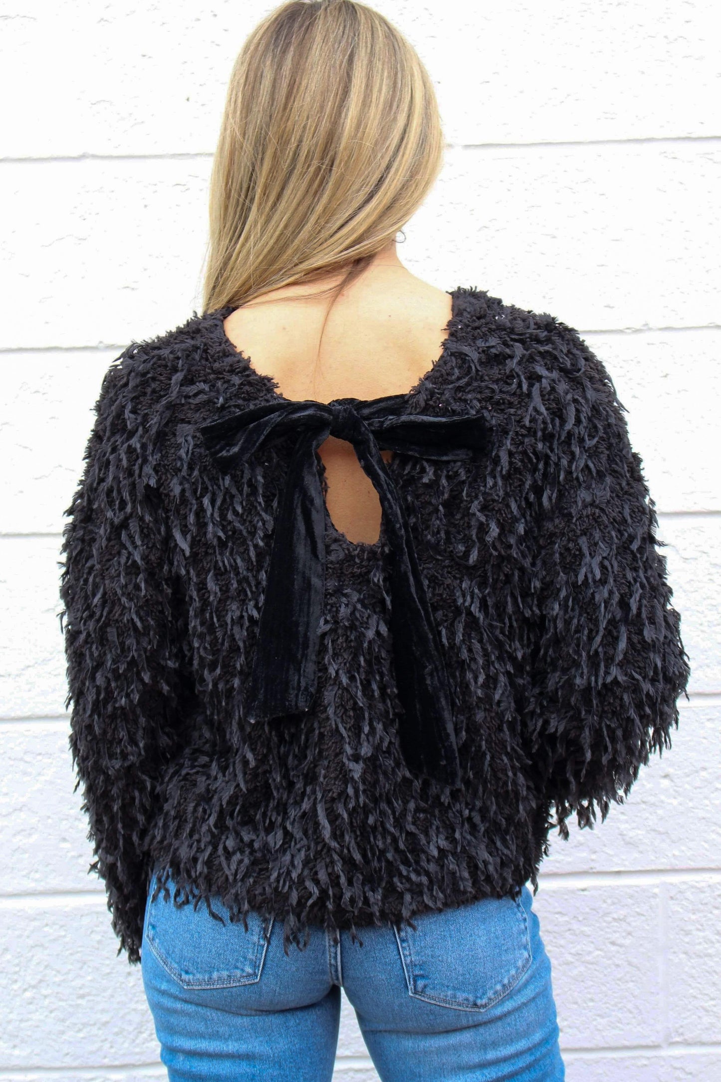 Black Velvet Bow Sweater