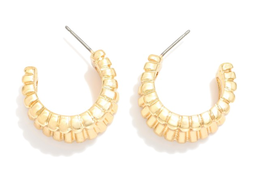 Ridged Gold Earrings