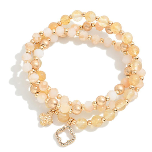 Peach Clover Charm Bracelet