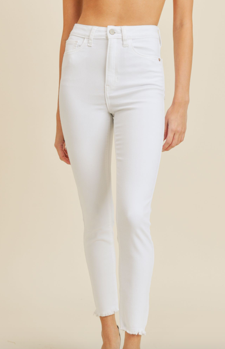 White Frayed Skinny Jeans